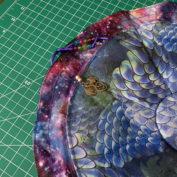 Dragon DND Bag Or Jewelry Bag Dice And Throw Bag Handmade Drawstring Fabric Bag - Picture 7 of 11